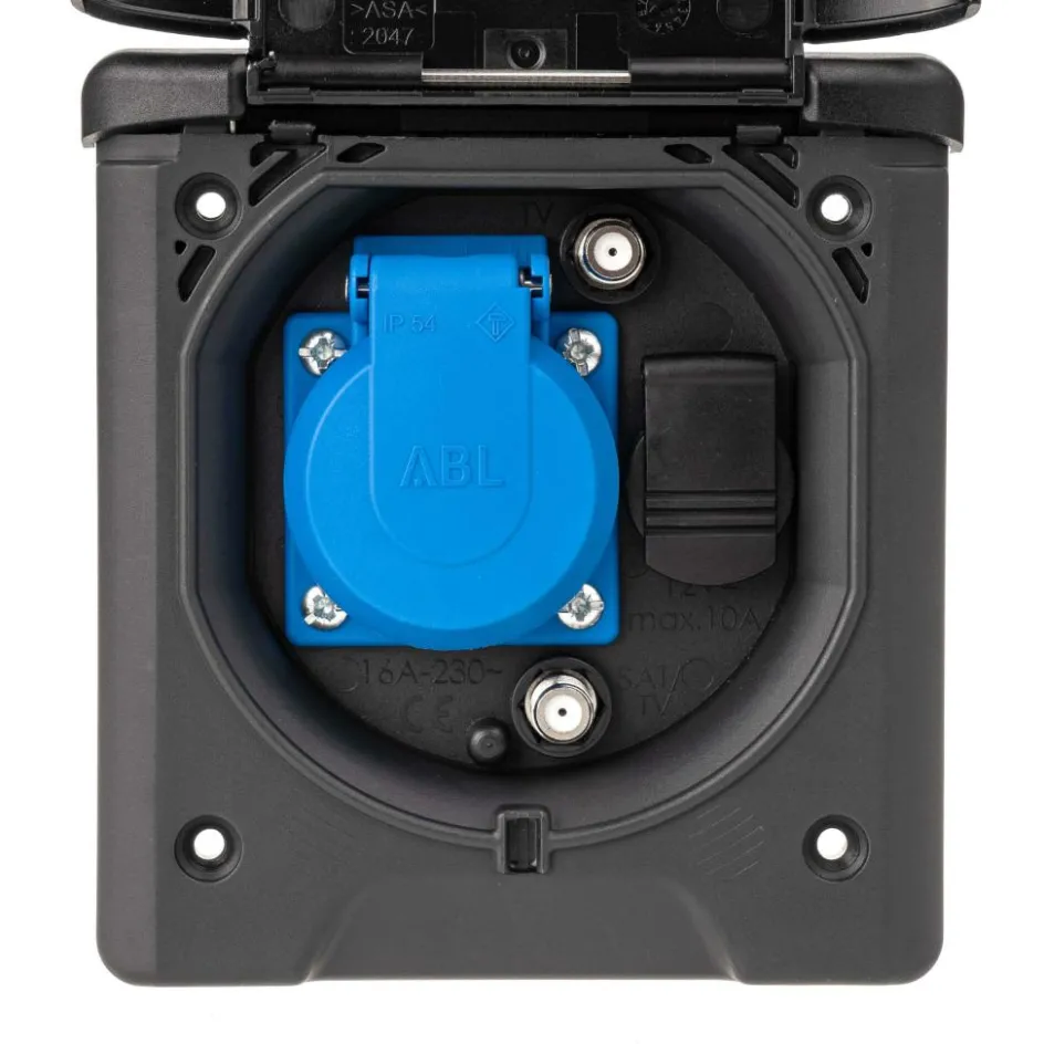 Online ABL 12V en TV wanduitvoerdoos zwart