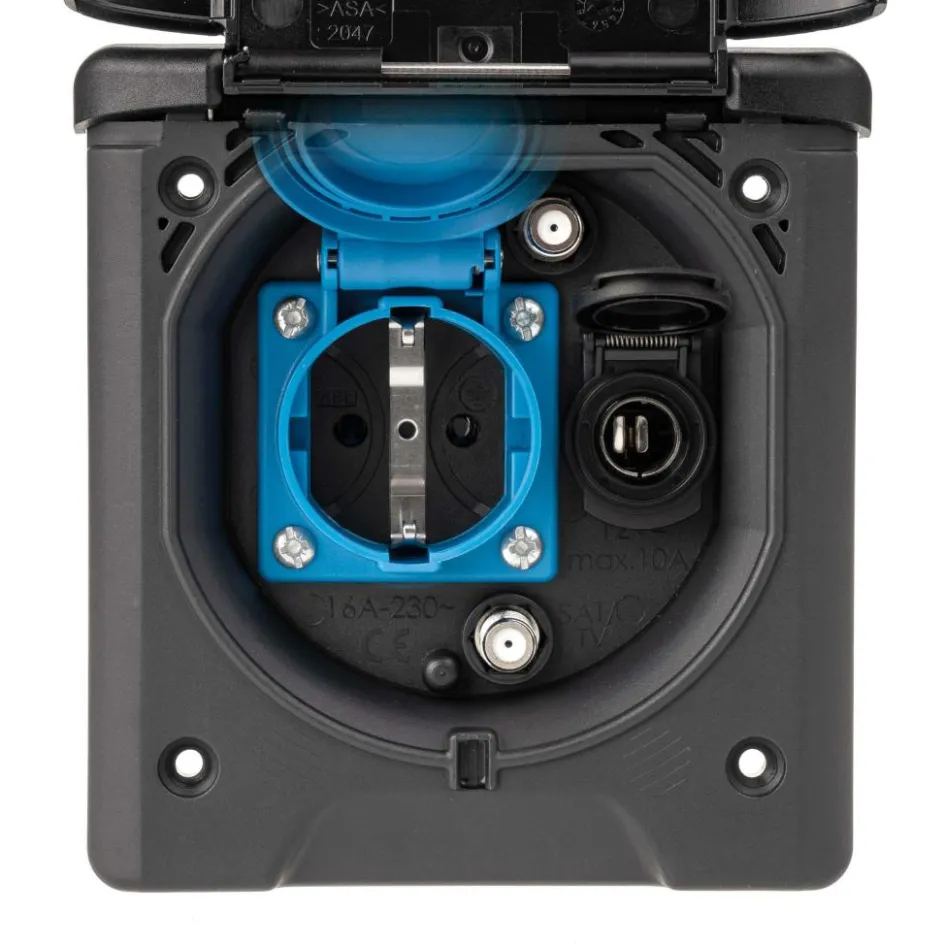 Online ABL 12V en TV wanduitvoerdoos zwart