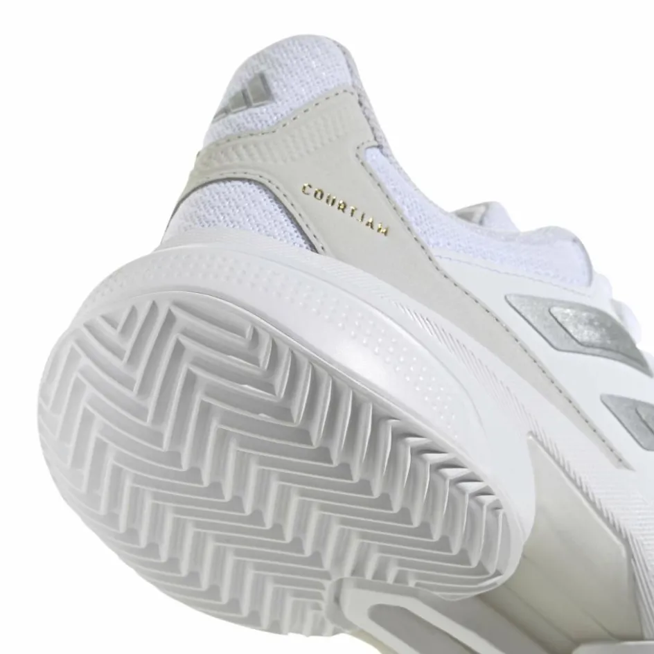 adidas Courtjam Control 3 Clay tennisschoenen dames cloud white silver metallic grey one
