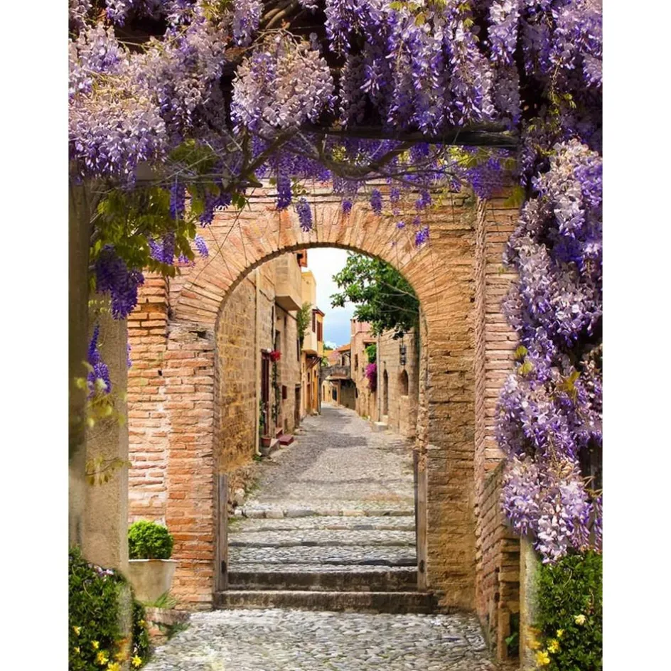 All Seasons Posters Doorkijk met blauwe regen tuinposter 60 x 80