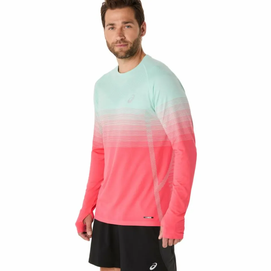 Asics Seamless LS hardloopshirt heren coral reef oasis green