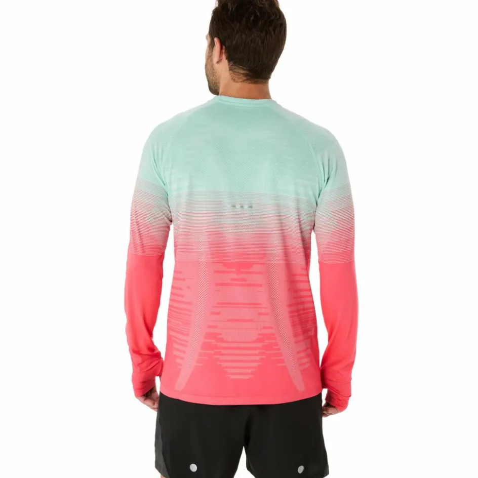Asics Seamless LS hardloopshirt heren coral reef oasis green