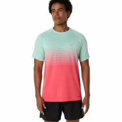 Sale Asics Seamless SS hardloopshirt heren coral reef oasis green