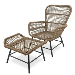 Bardani Boston loungestoel inclusief hocker sahara dust