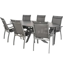 Discount Bardani Varesse 240 x 108 cm Legato stapelbaar 6 tuinset  antraciet