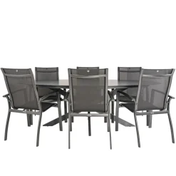 Discount Bardani Varesse 240 x 108 cm Legato stapelbaar 6 tuinset  antraciet
