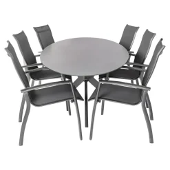 Discount Bardani Varesse 240 x 108 cm Legato stapelbaar 6 tuinset  antraciet