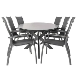 Discount Bardani Varesse 240 x 108 cm Legato stapelbaar 6 tuinset  antraciet