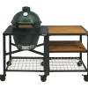 Discount Big Green Egg  Medium houtskoolbarbecue met frame en uitbreidingsframe wood wood grid