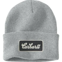 Best Carhartt Cuffed Script Patch muts heather grey