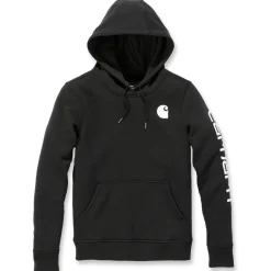Best Carhartt Logo Sleeve Graphic hoodie dames black