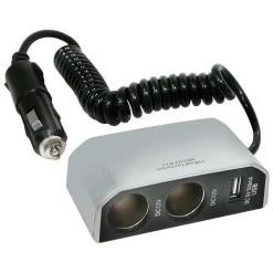 Carpoint 2-weg aanstekerdoos USB grijs