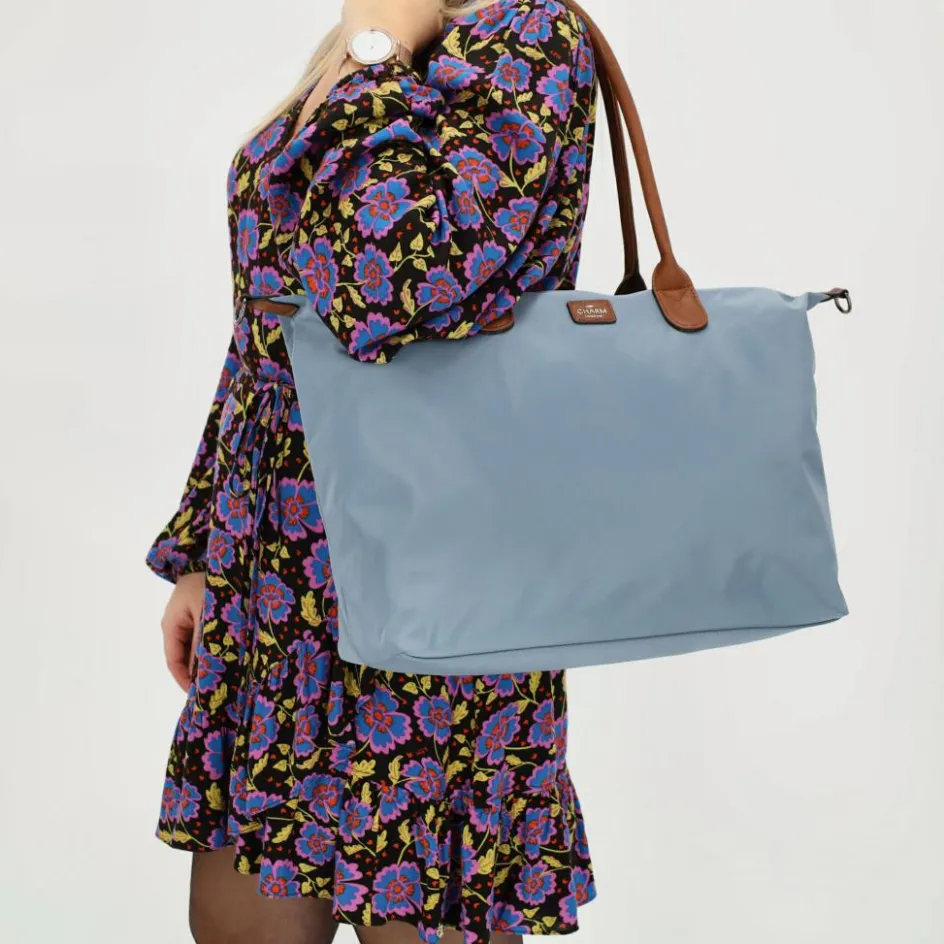 Charm London Buckingham 15,6 inch laptop schoudertas steelblue