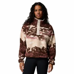 Columbia Helvetia II Printed Cropped Half Snap  sweater dames tobacco sisters dark stone