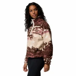 Columbia Helvetia II Printed Cropped Half Snap  sweater dames tobacco sisters dark stone