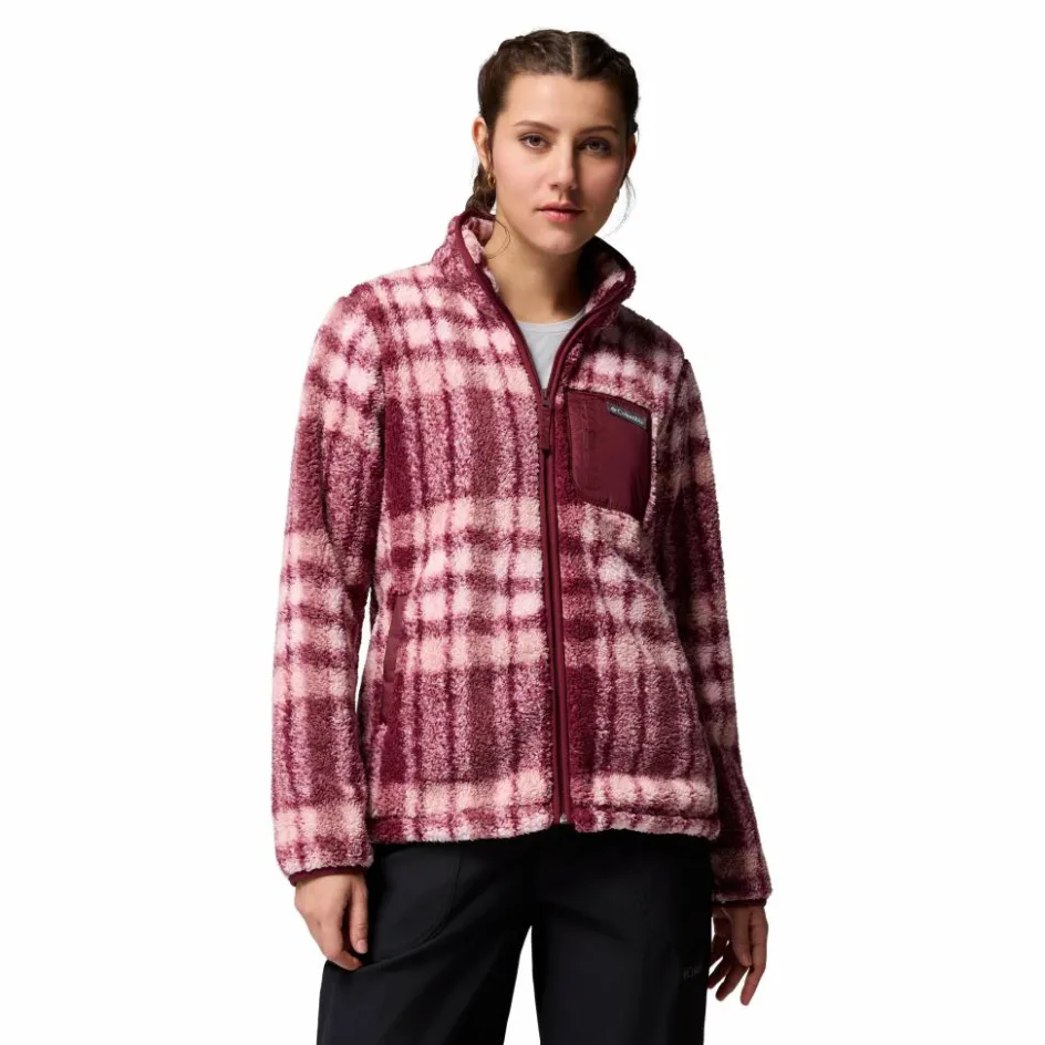 Best Columbia West Bend Print fleece vest dames rich wine herringplaid