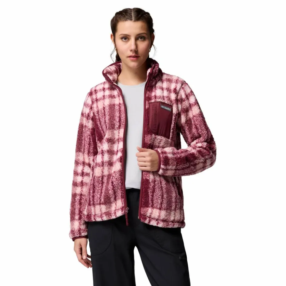 Best Columbia West Bend Print fleece vest dames rich wine herringplaid