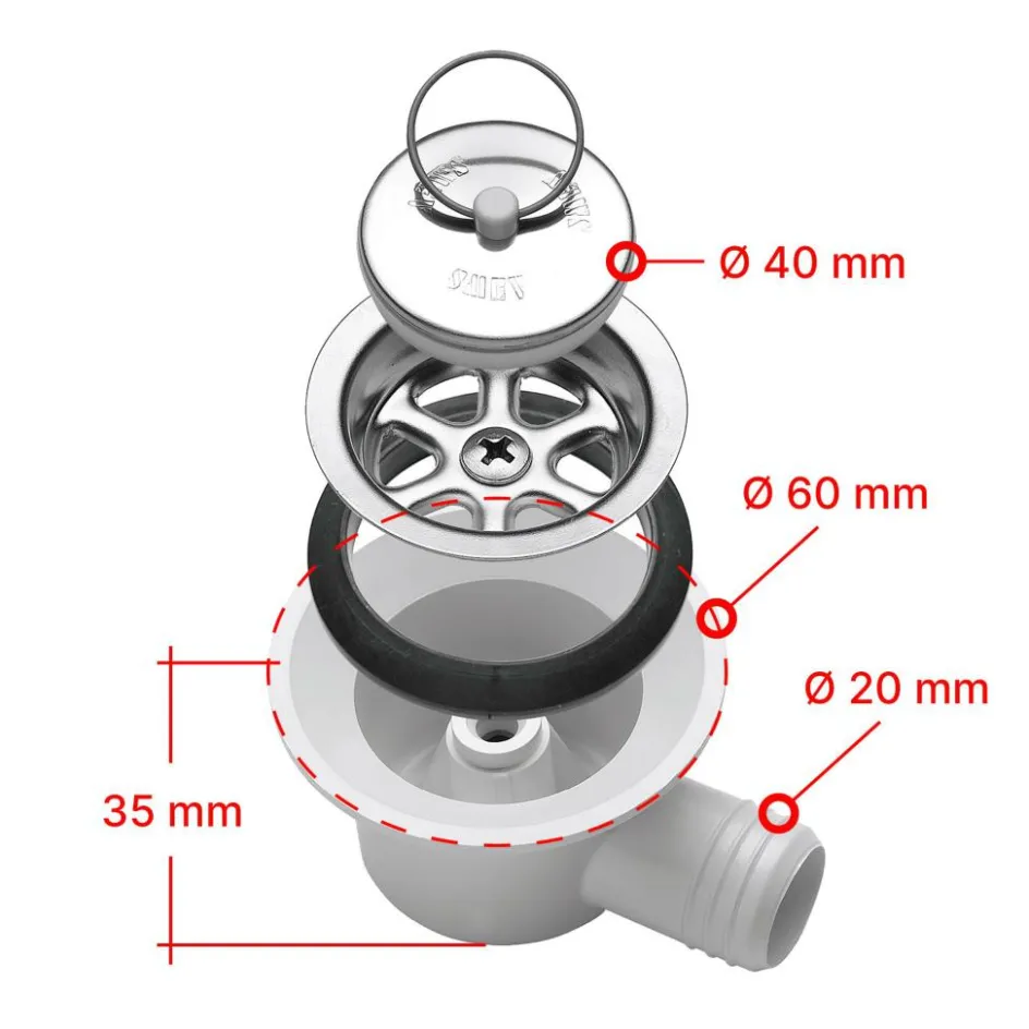 Outlet Dometic Smev haakse afvoerplug 20 mm