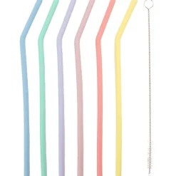 Discount Dotz Gebogen Siliconen rietjes 6-pack multicolor
