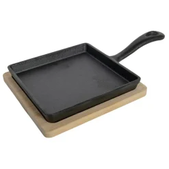 Hot DWS Gietijzeren koekenpan met plank 14 x 14 cm