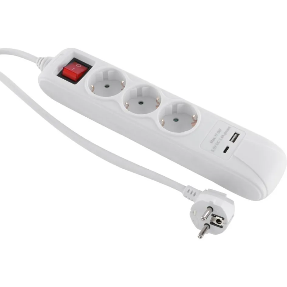 Online DWS 3-voudige stekkerdoos met USB A-C