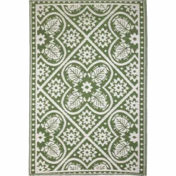 Esschert Design  Bladeren buitenkleed 120 x 180 cm green white