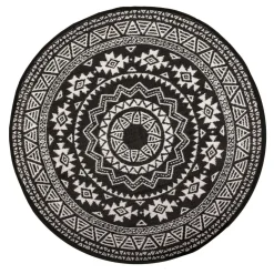 Esschert Design  Rond buitenkleed ø 171 black white