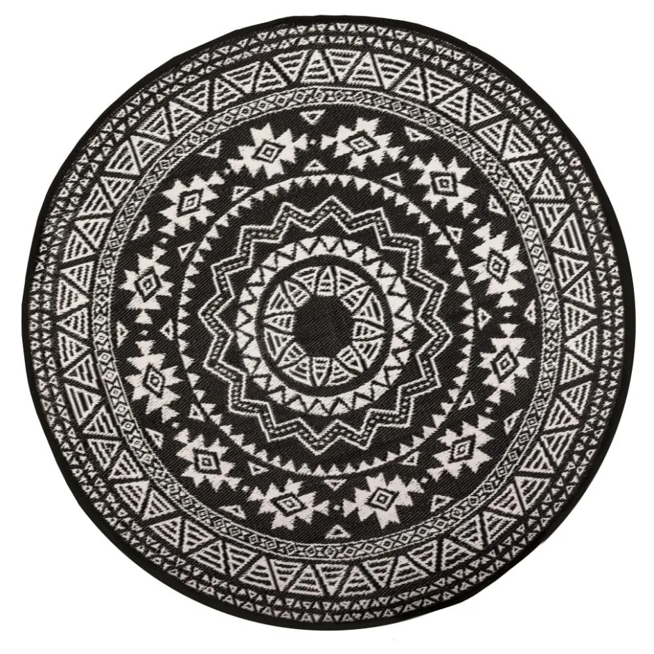Esschert Design Rond buitenkleed ø 171 black white