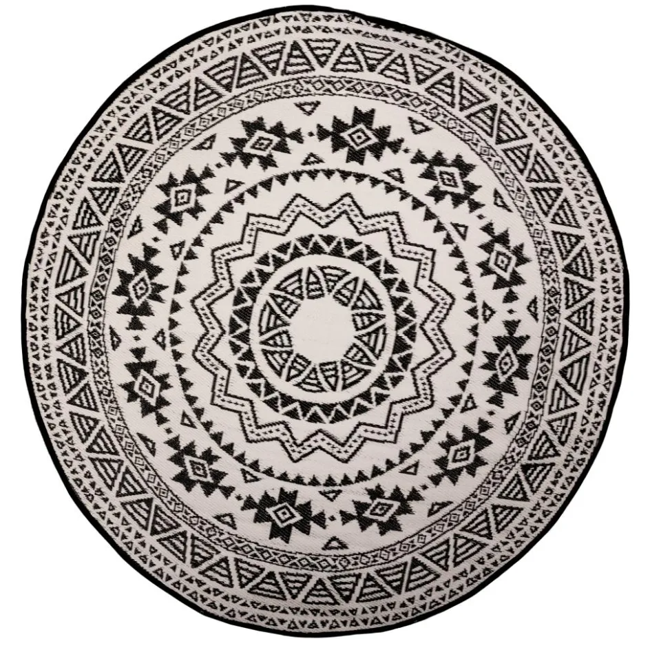 Esschert Design Rond buitenkleed ø 171 black white
