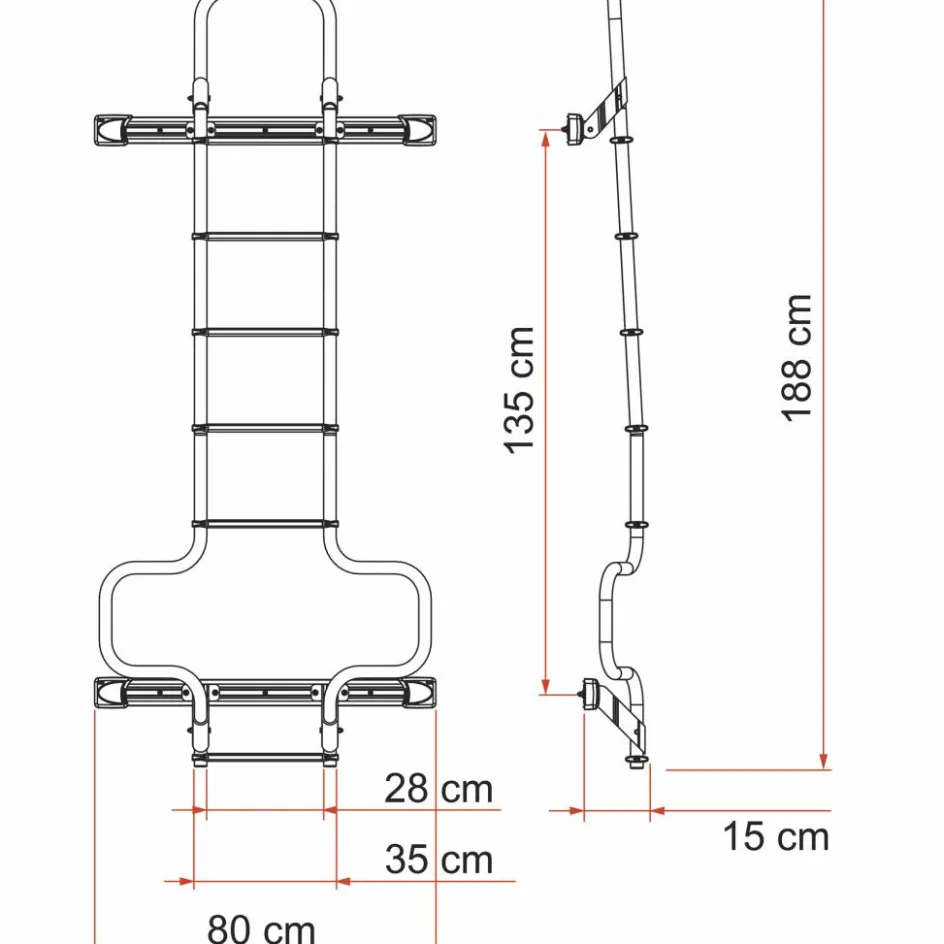 Discount Fiamma Deluxe DJ H1 H2 ladder voor Ducato vanaf 2006 deep black