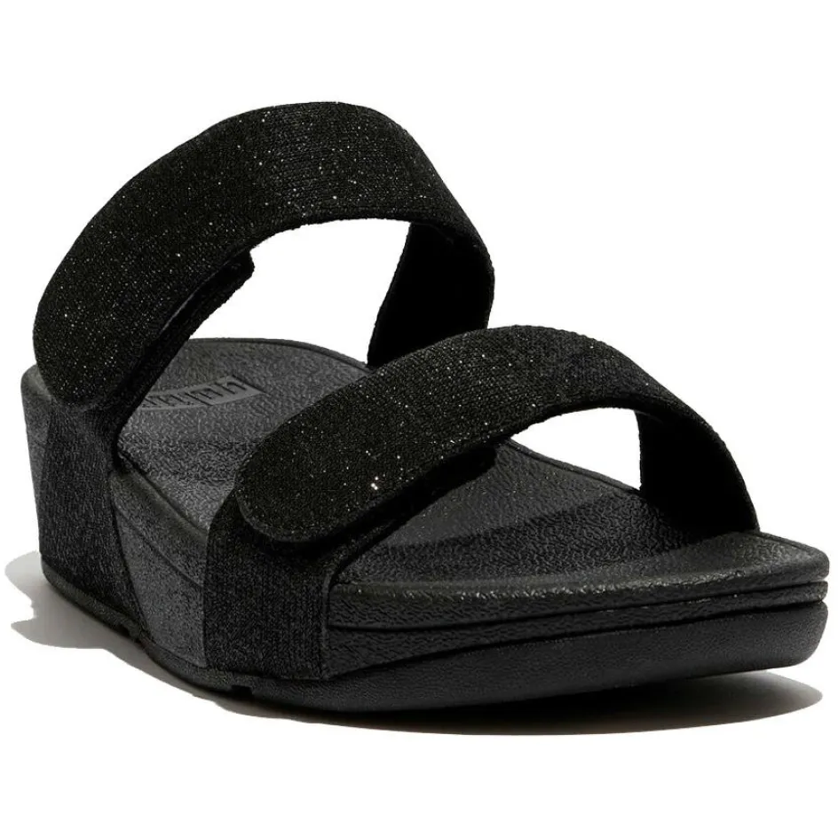 Fitflop LuLu Adjustable Shimmerlux Slides slippers dames black