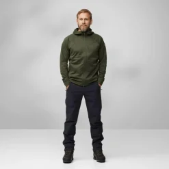 Outlet Fjällräven Abisko Grid Hoodie fleece vest heren deep forest