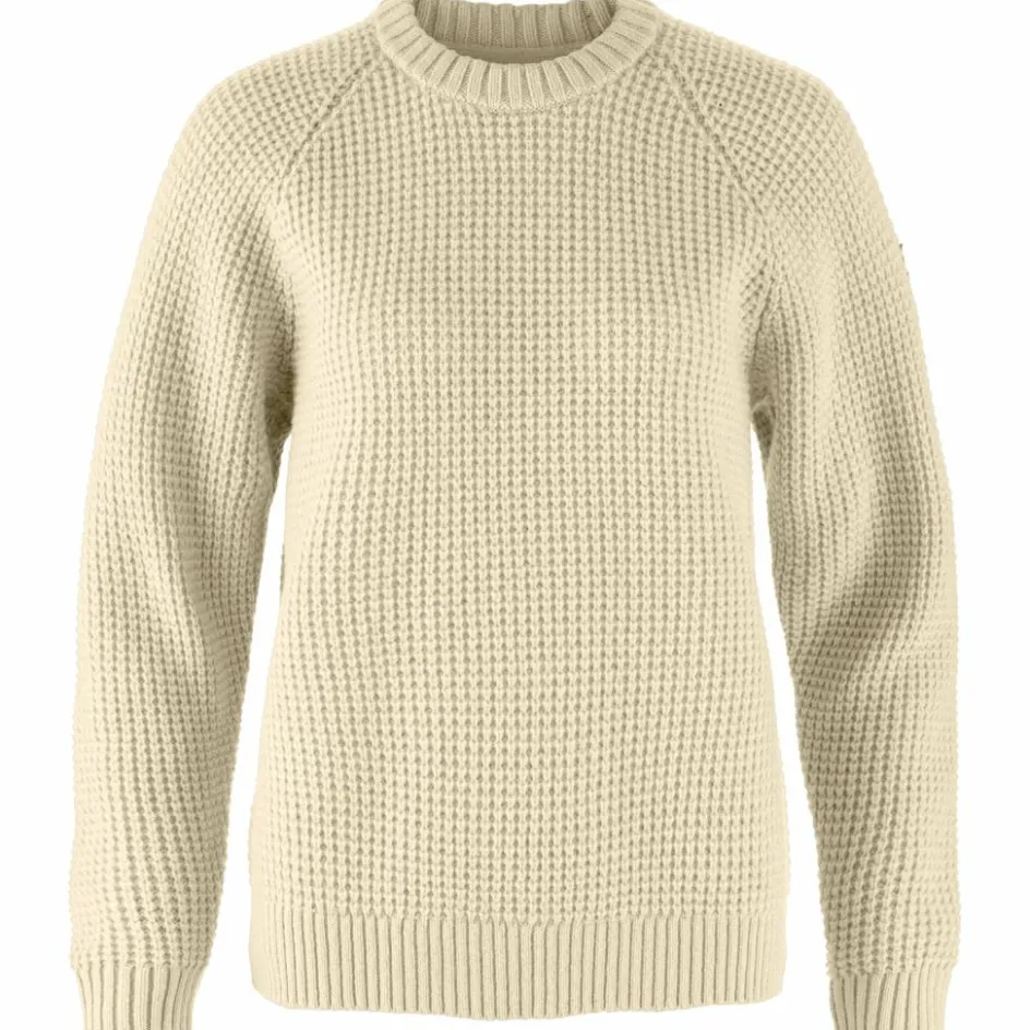 Discount Fjällräven Övik Waffle Knit sweater dames light beige