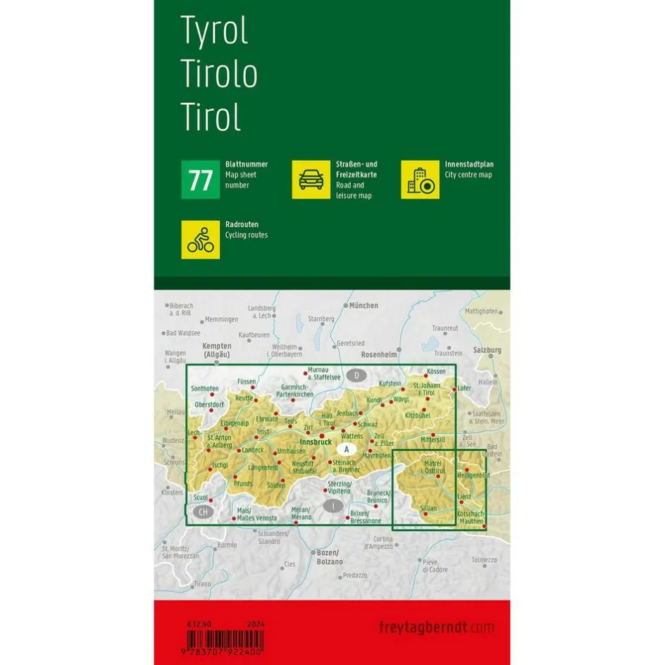 Freytag & Berndt Tirol vrijetijds- en wegenkaart