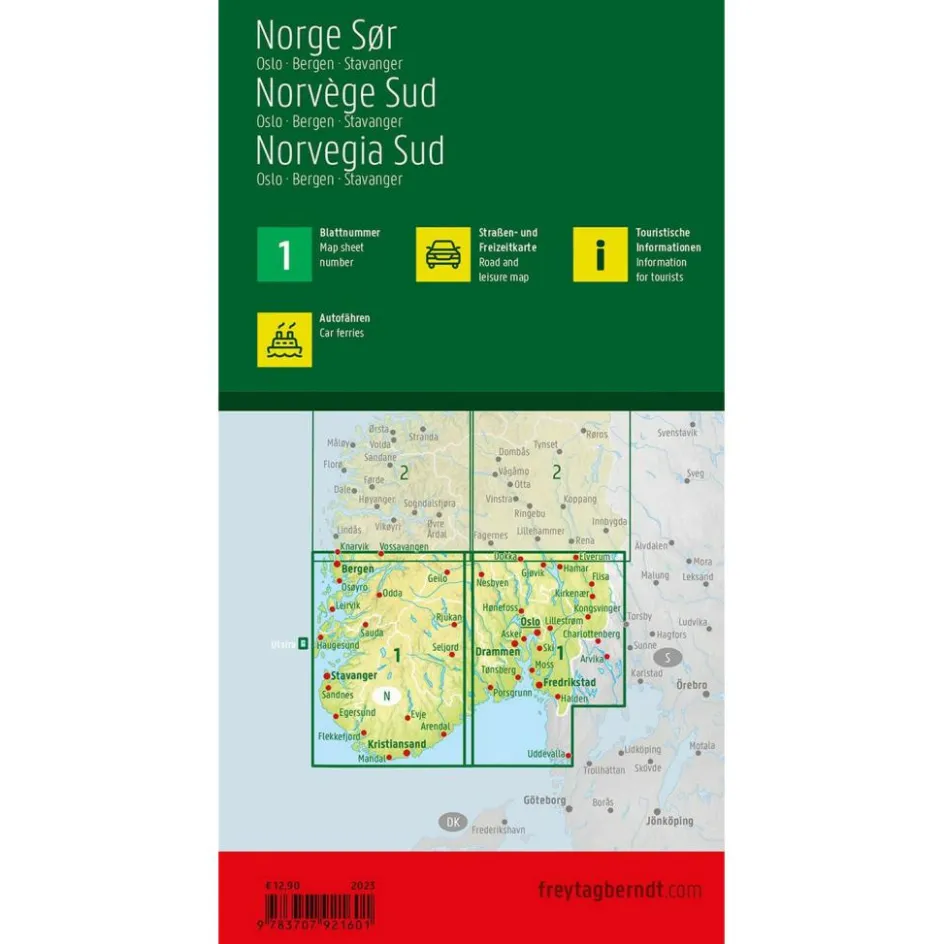 Best Freytag & Berndt Zuid-Noorwegen Oslo Bergen Stavanger vrijetijds- en wegenkaart