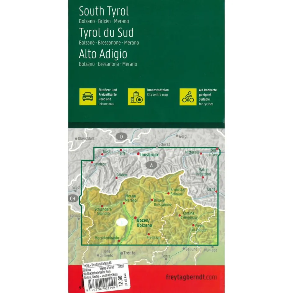 Freytag & Berndt  Zuid-Tirol Bozen Brixen Meran vrijetijds- en  wegenkaart