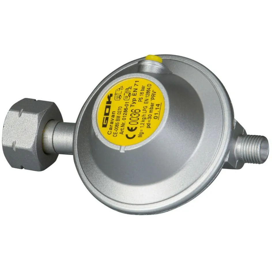 Clearance GOK gasdrukregelaar 1,2 kg/h 30 mbar met 1/4 linkse aansluiting