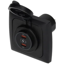 Online Haba C-line Power Line 2x USB-C PD 36W lader  wandcontactdoos met klep black