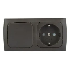 Haba C-line wandcontactdoos met schakelaar bruin