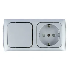 Haba C-line wandcontactdoos met schakelaar zilver