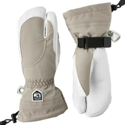 Clearance Hestra Heli Ski Lobster handschoenen dames khaki offwhite