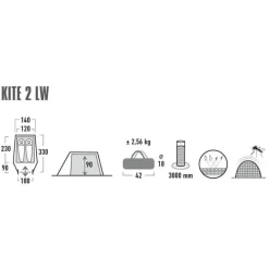High Peak  Kite 2 LW lichtgewicht tunneltent pesto red