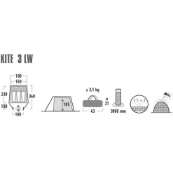 High Peak  Kite 3 LW lichtgewicht tunneltent pesto red