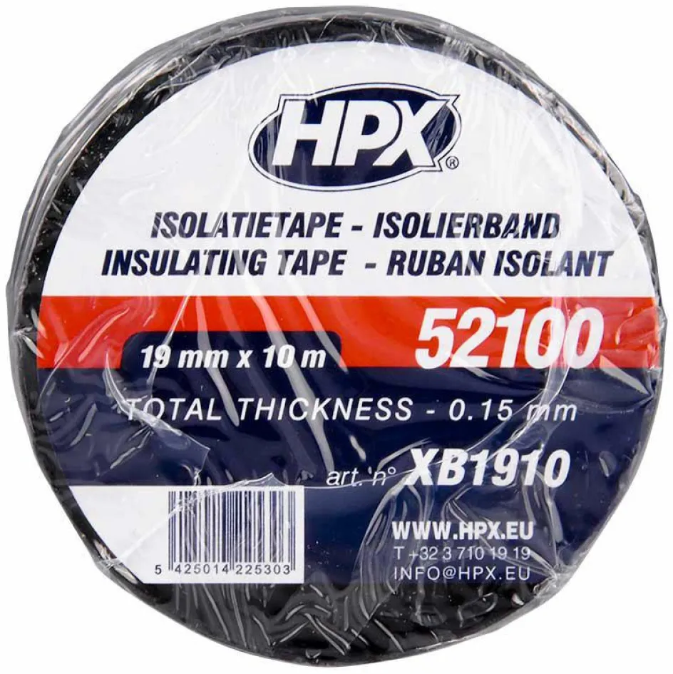 HPX 52100 isolatietape zwart 19 mm x 20 meter