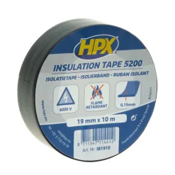 Hot HPX 5200 isolatietape zwart 19 mm x 10 meter