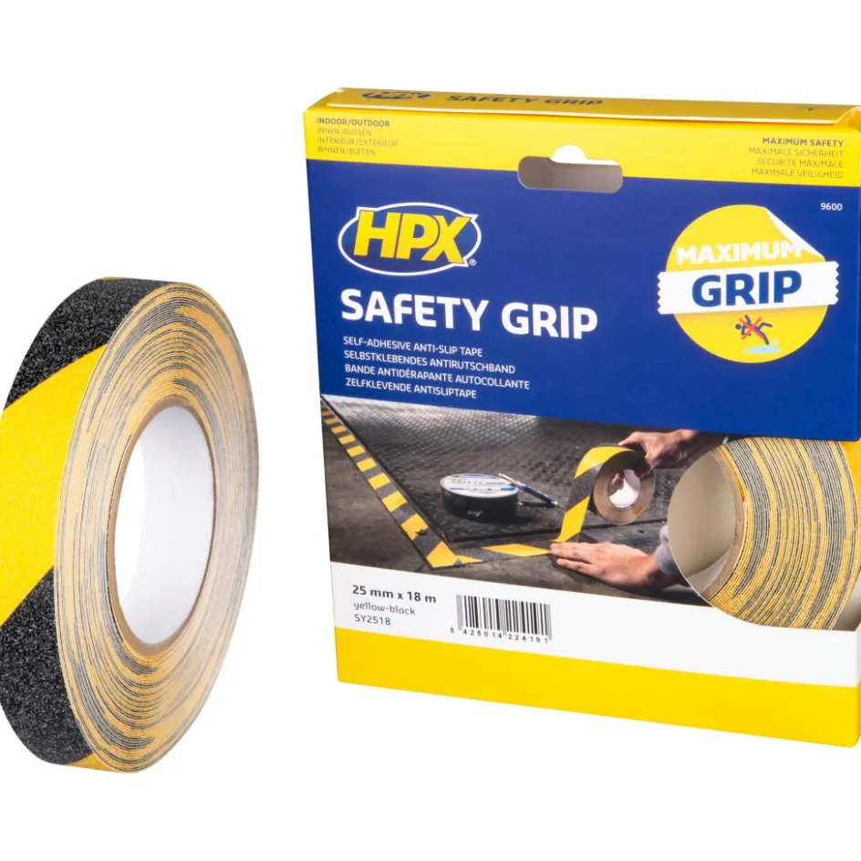 Outlet HPX Safety Grip tape 25 mm x 18 meter yellow black