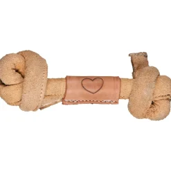 Clearance HuggleHounds Huggle-Hide Natural Leather Knotted Bone Medium hondenspeelgoed