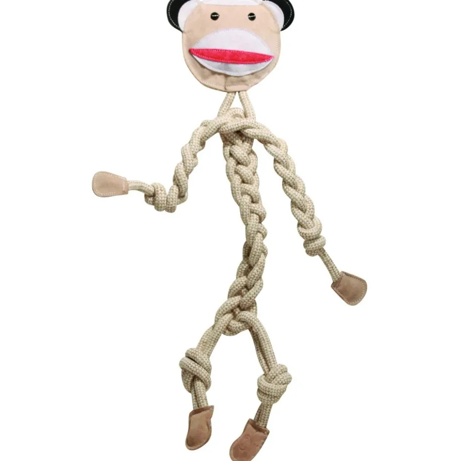 Outlet HuggleHounds Stuey Sock Monkey Natural Rope Knottie Extra Large hondenspeelgoed