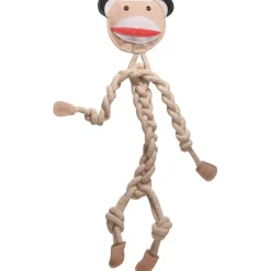 Clearance HuggleHounds Stuey Sock Monkey Natural Rope Knottie Large hondenspeelgoed