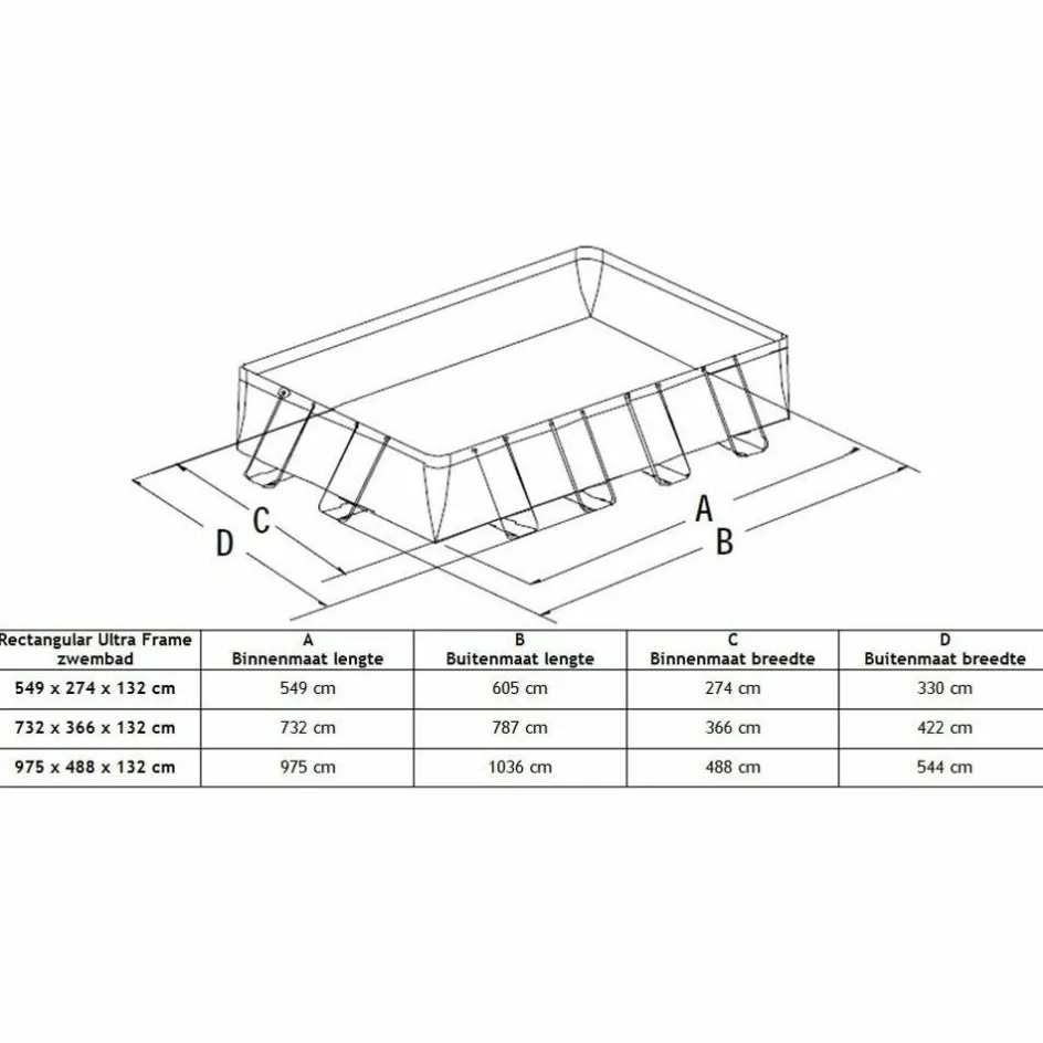 Intex Ultra XTR Frame Rectangular 732 x 366 x 132 zwembad